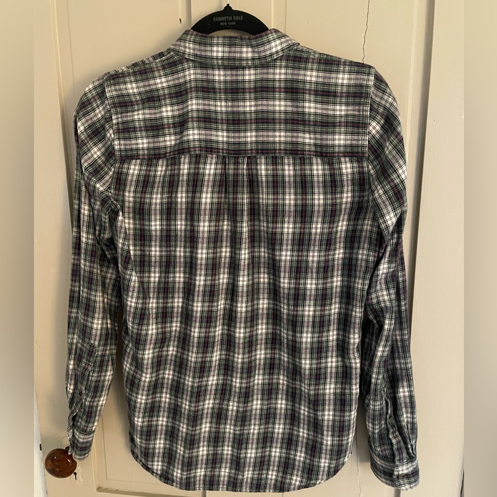 Madewell Green White Red Plaid Button-Up Shirt Flannel Coverup Light Soft Cute - Picture 5 of 16
